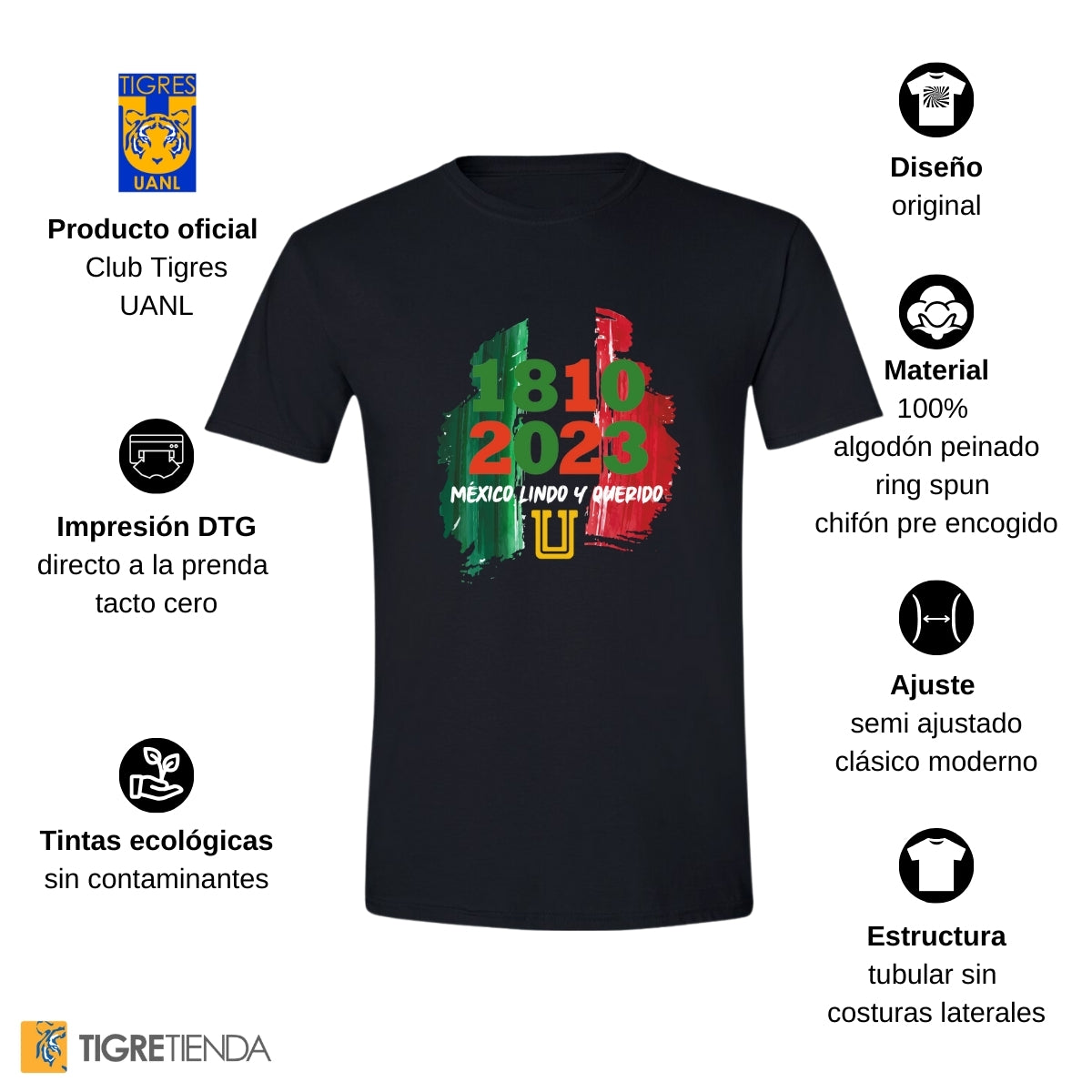 Playera Mexicana Hombre Tigres UANL México lindo y querido