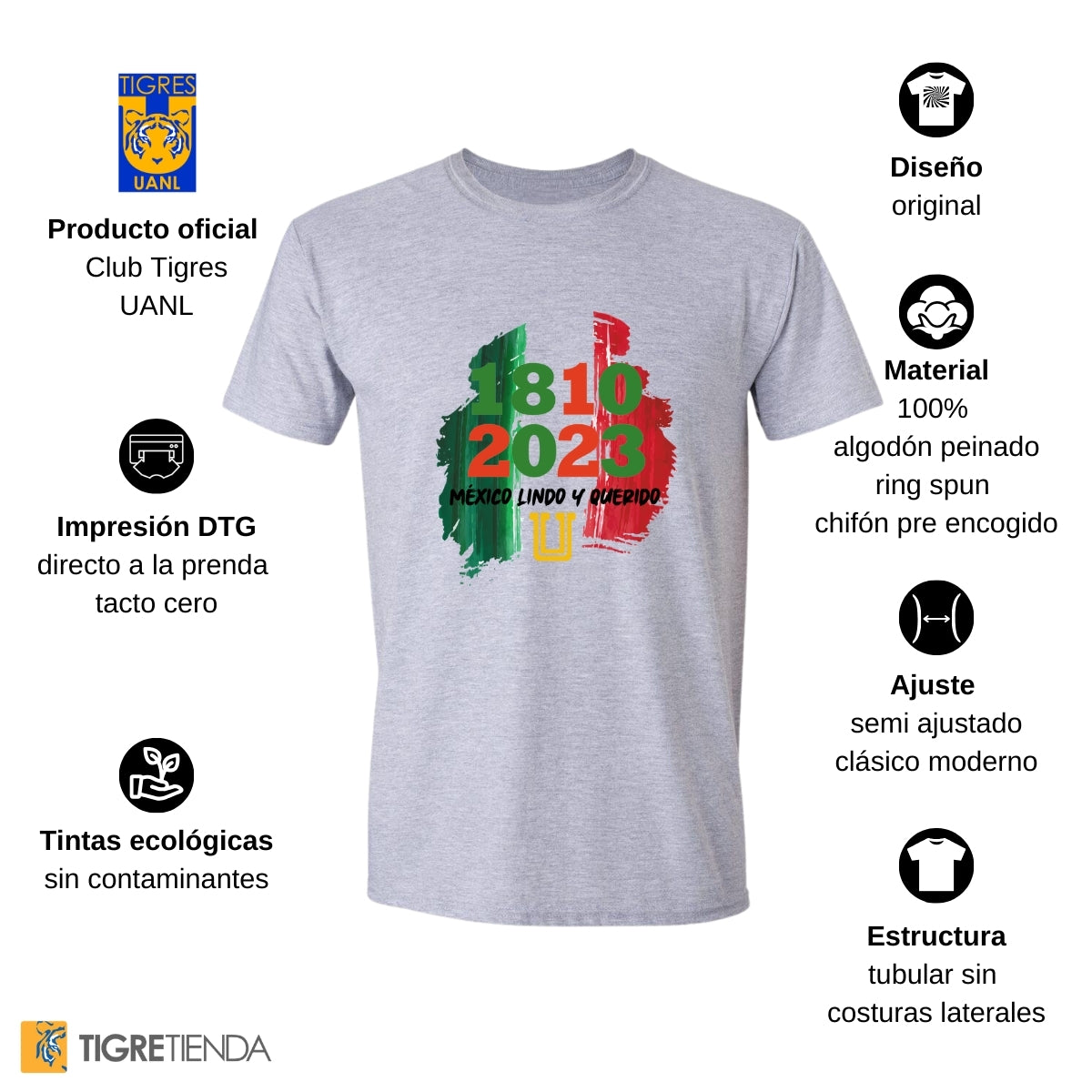 Playera Mexicana Hombre Tigres UANL México lindo y querido