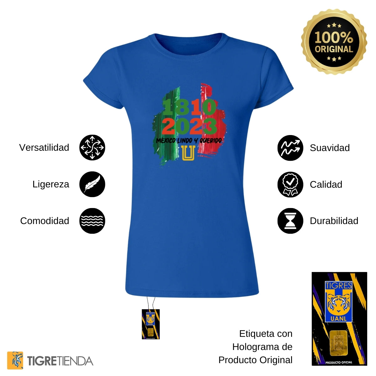 Playera Mexicana Mujer Tigres UANL México lindo y querido