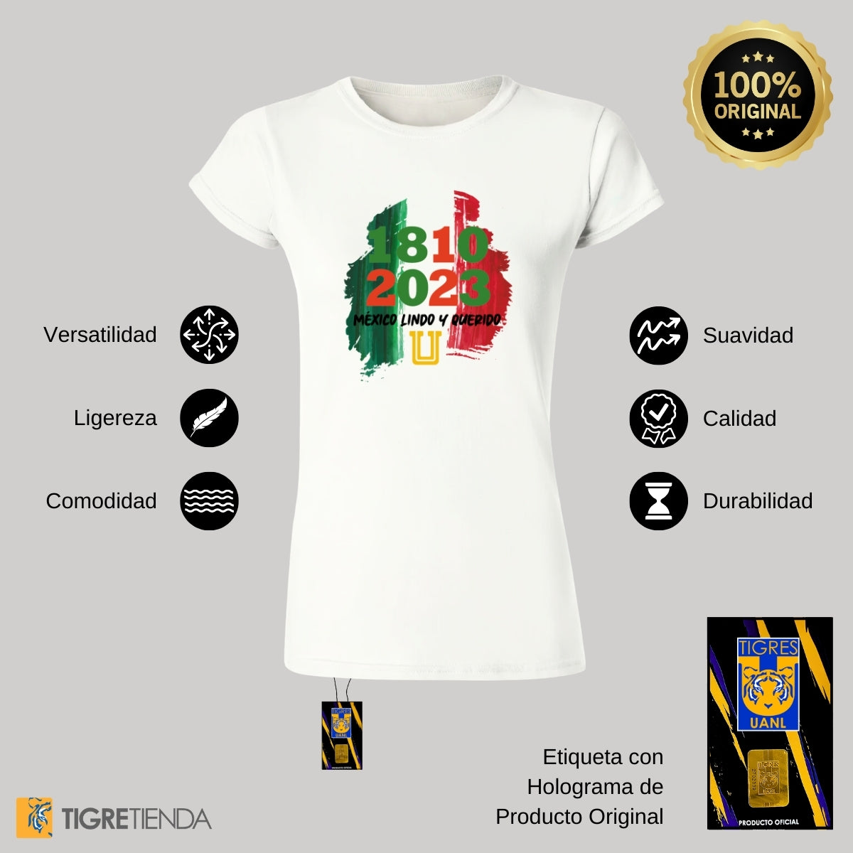 Playera Mexicana Mujer Tigres UANL México lindo y querido