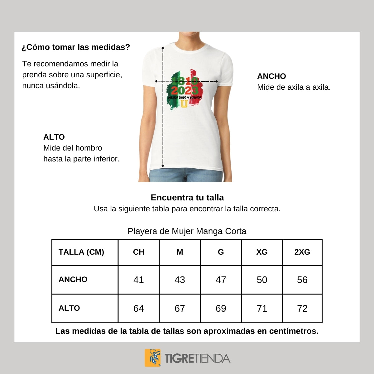 Playera Mexicana Mujer Tigres UANL México lindo y querido