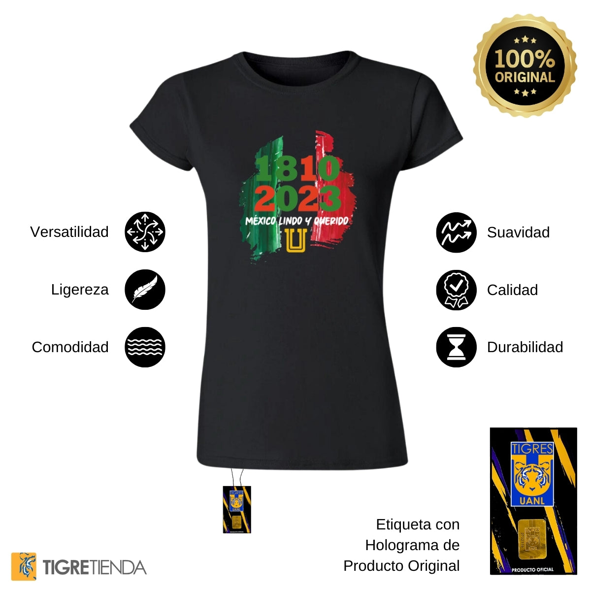 Playera Mexicana Mujer Tigres UANL México lindo y querido