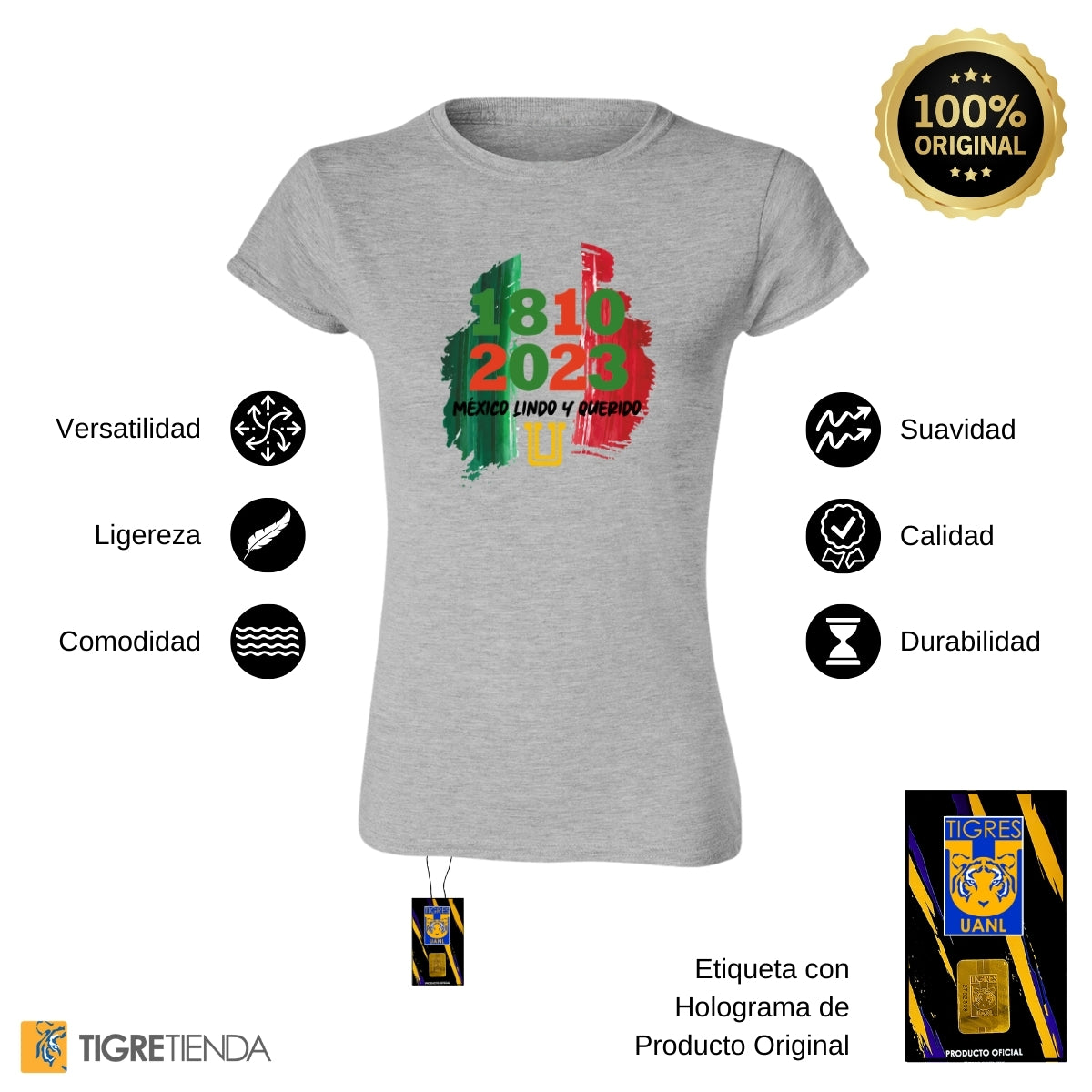 Playera Mexicana Mujer Tigres UANL México lindo y querido