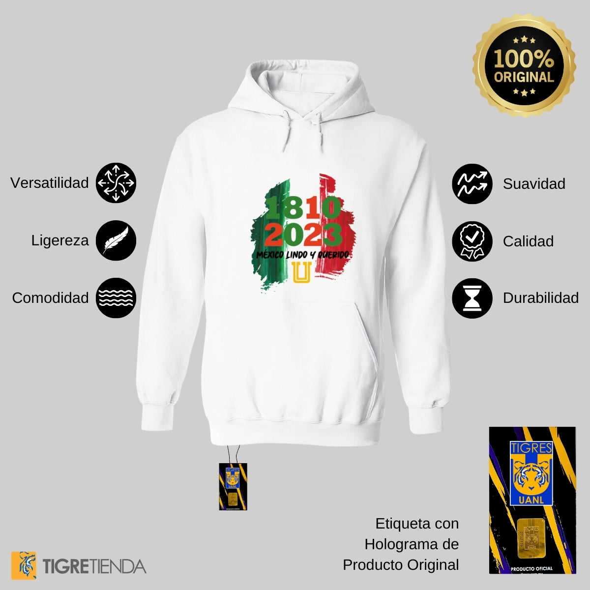 Sudadera Hombre Hoodie Tigres UANL México lindo y querido