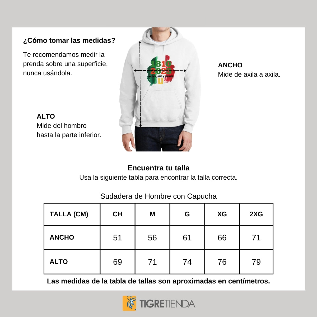 Sudadera Hombre Hoodie Tigres UANL México lindo y querido