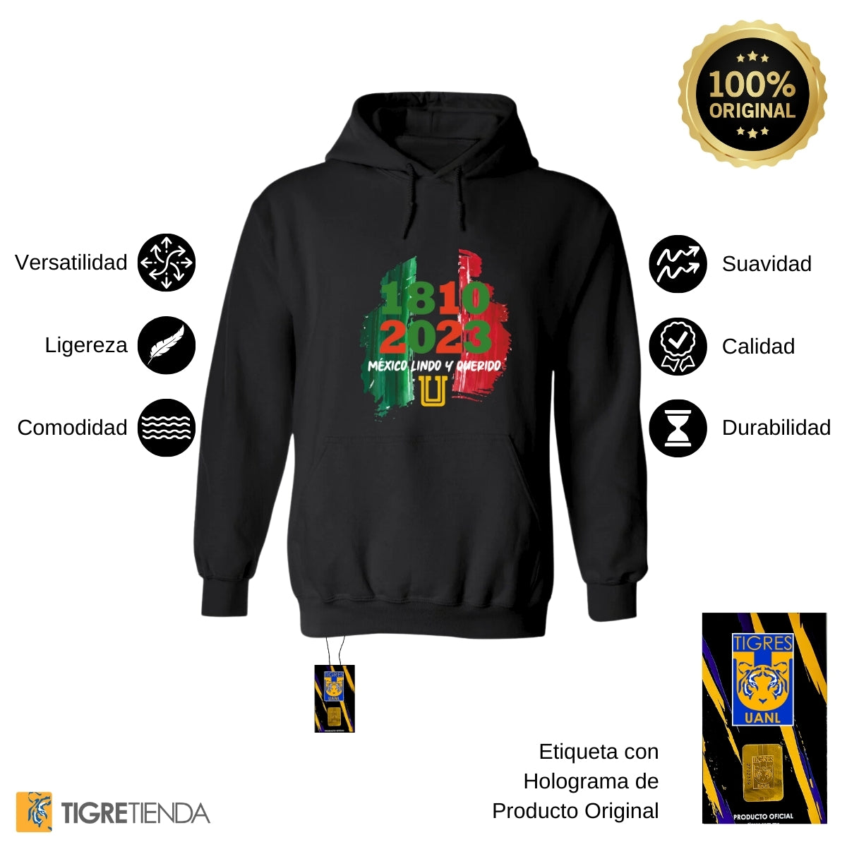 Sudadera Hombre Hoodie Tigres UANL México lindo y querido