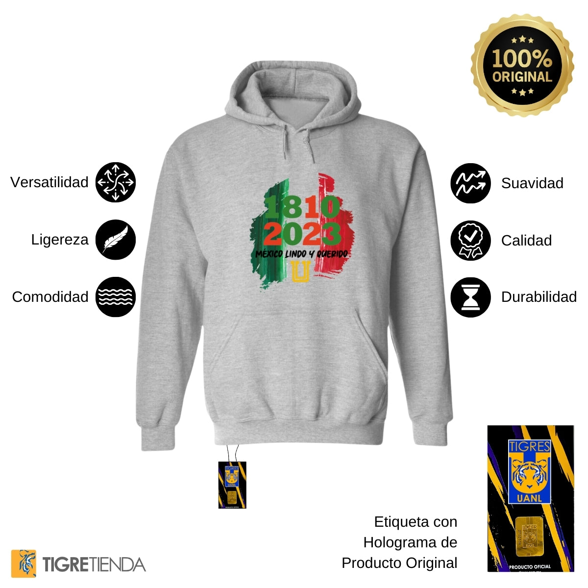 Sudadera Hombre Hoodie Tigres UANL México lindo y querido