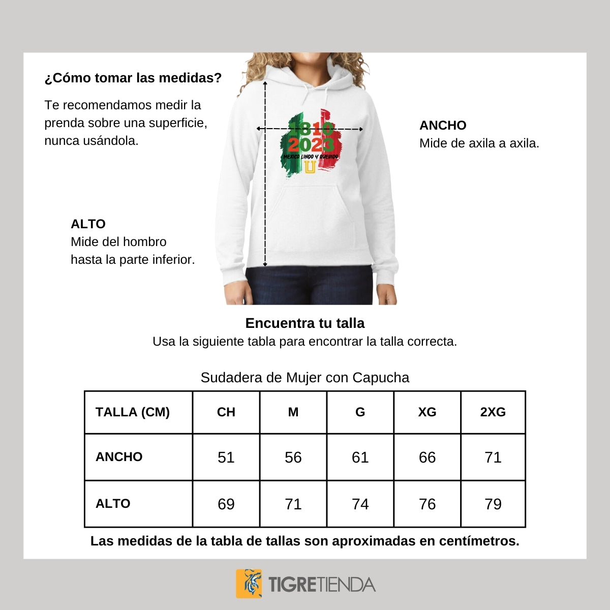 Sudadera Mujer Hoodie Tigres UANL México lindo y querido