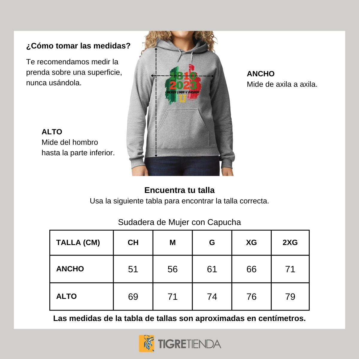 Sudadera Mujer Hoodie Tigres UANL México lindo y querido