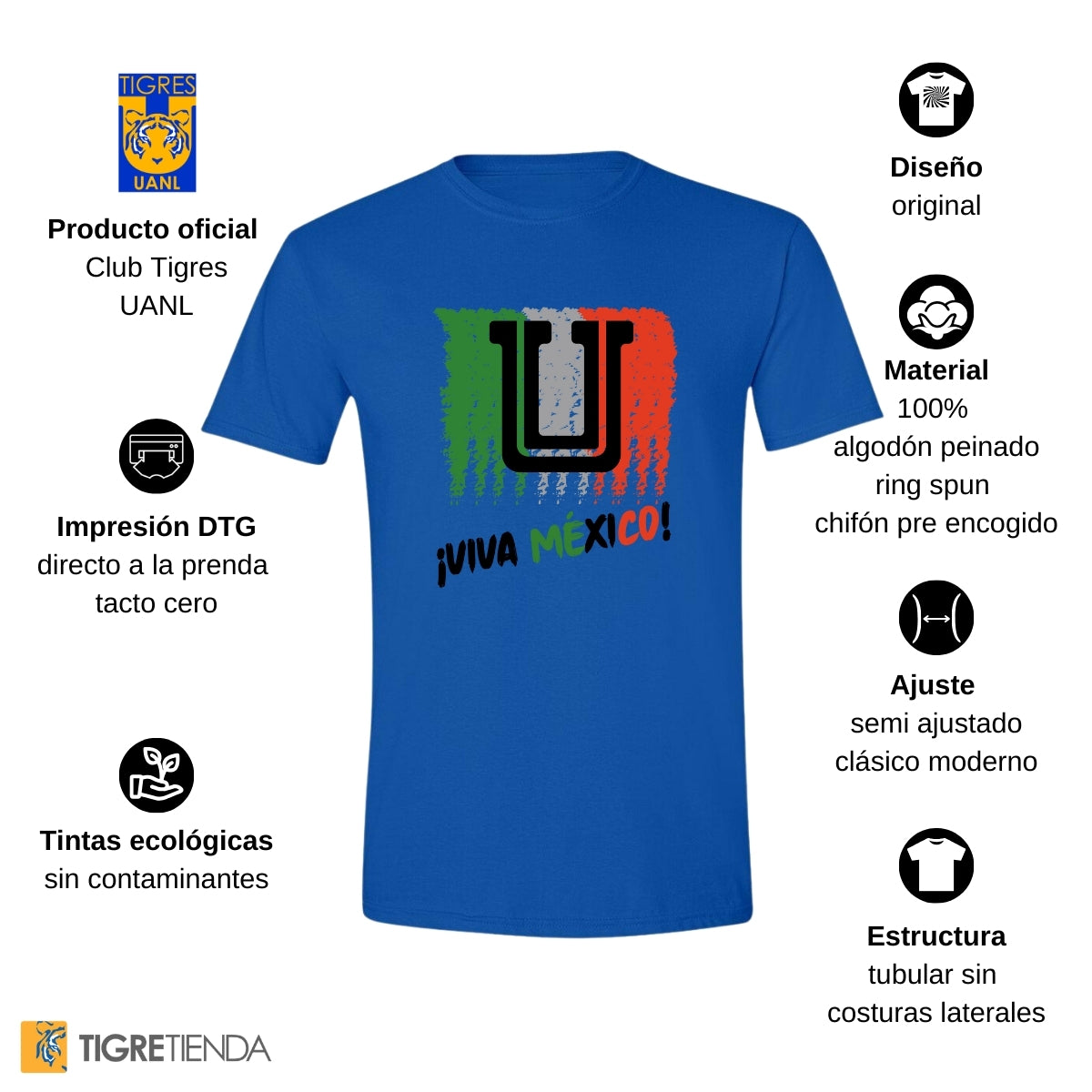 Playera Mexicana Hombre Tigres UANL Viva México