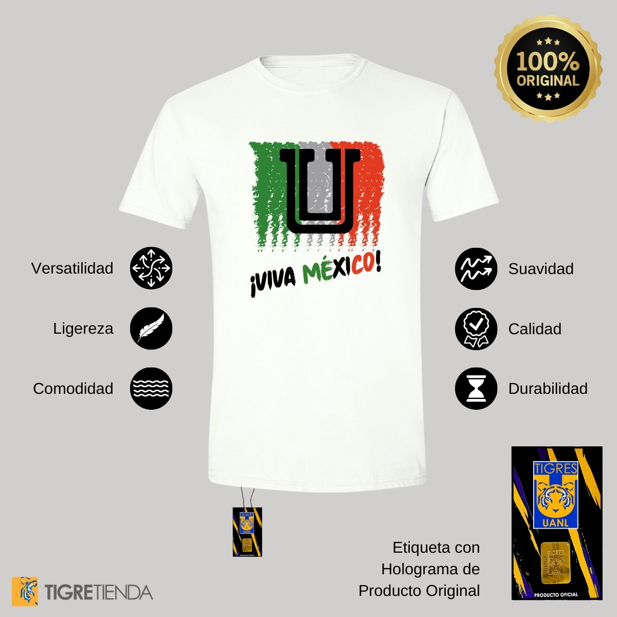 Playera Mexicana Hombre Tigres UANL Viva México