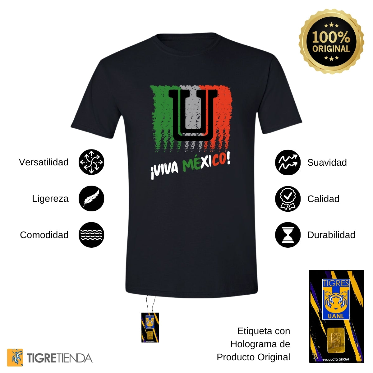 Playera Mexicana Hombre Tigres UANL Viva México