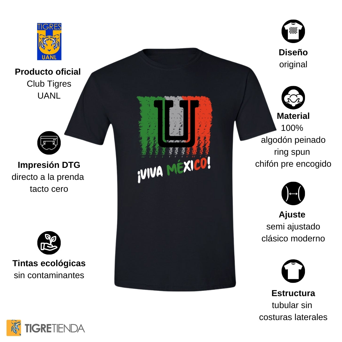 Playera Mexicana Hombre Tigres UANL Viva México