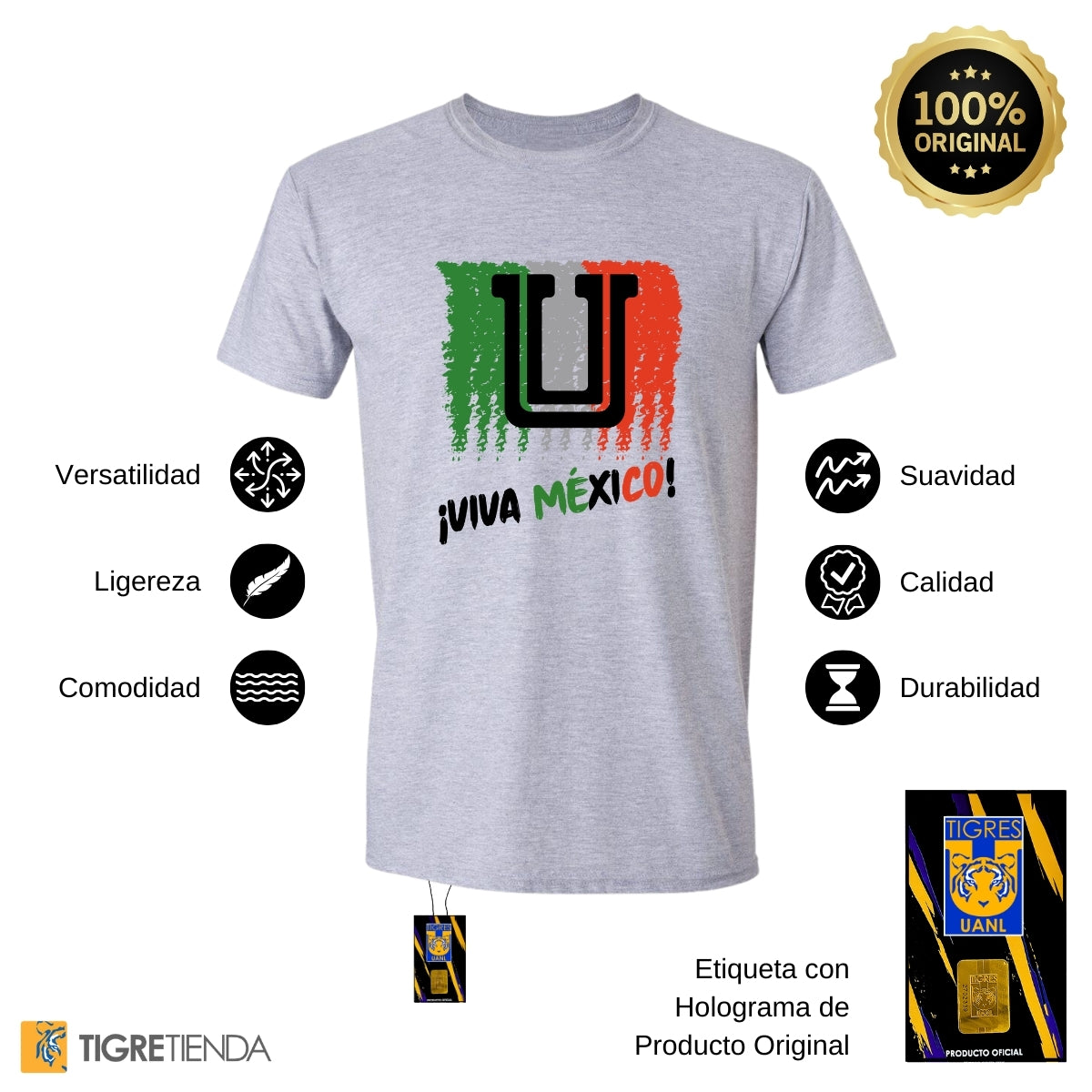 Playera Mexicana Hombre Tigres UANL Viva México