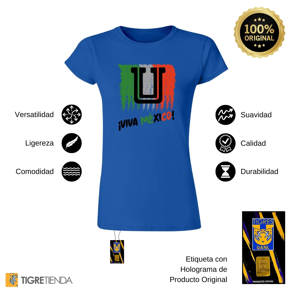 Playera Mexicana Mujer Tigres UANL Viva México