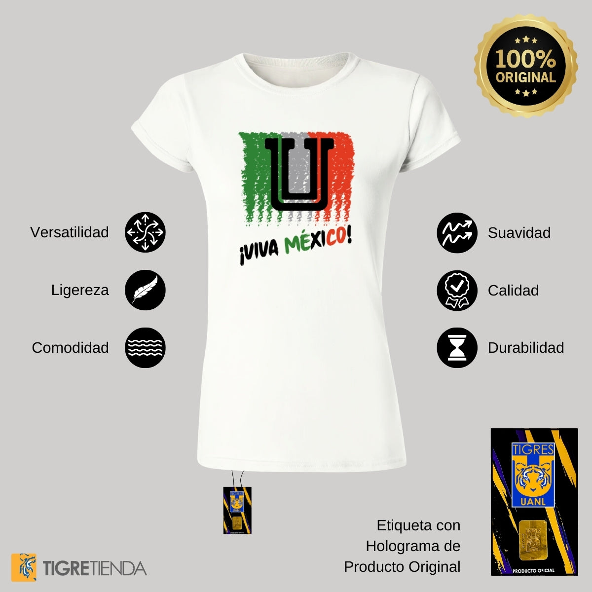 Playera Mexicana Mujer Tigres UANL Viva México