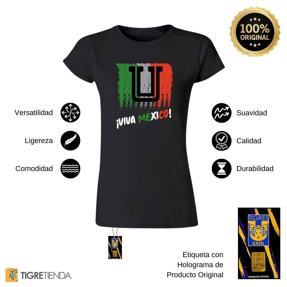 Playera Mexicana Mujer Tigres UANL Viva México