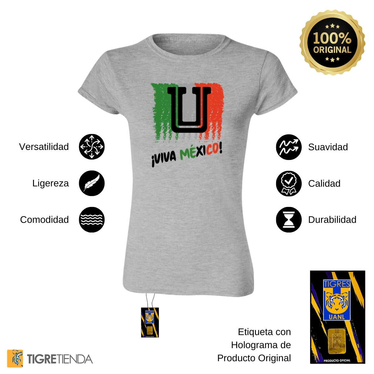 Playera Mexicana Mujer Tigres UANL Viva México