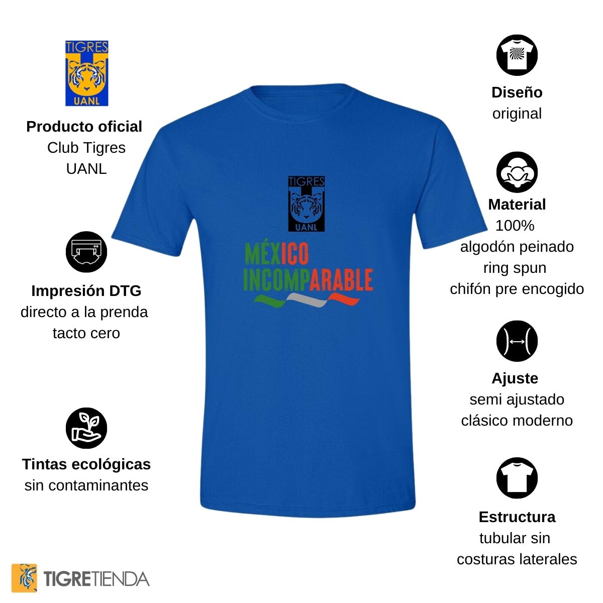 Playera Mexicana Hombre Tigres UANL México Incomparable