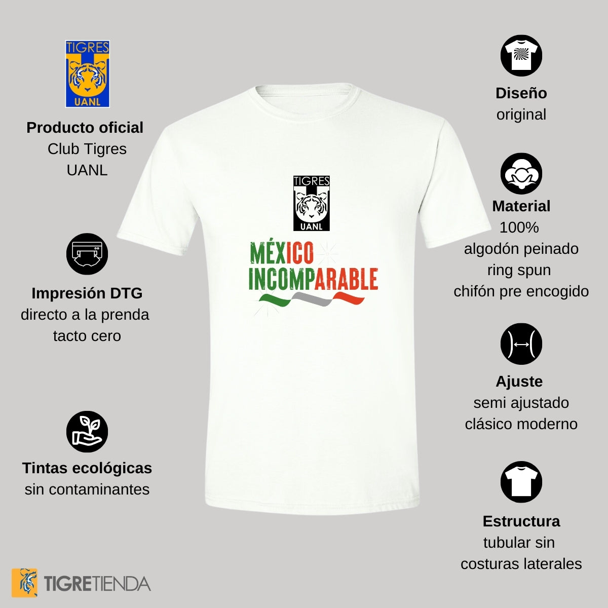 Playera Mexicana Hombre Tigres UANL México Incomparable