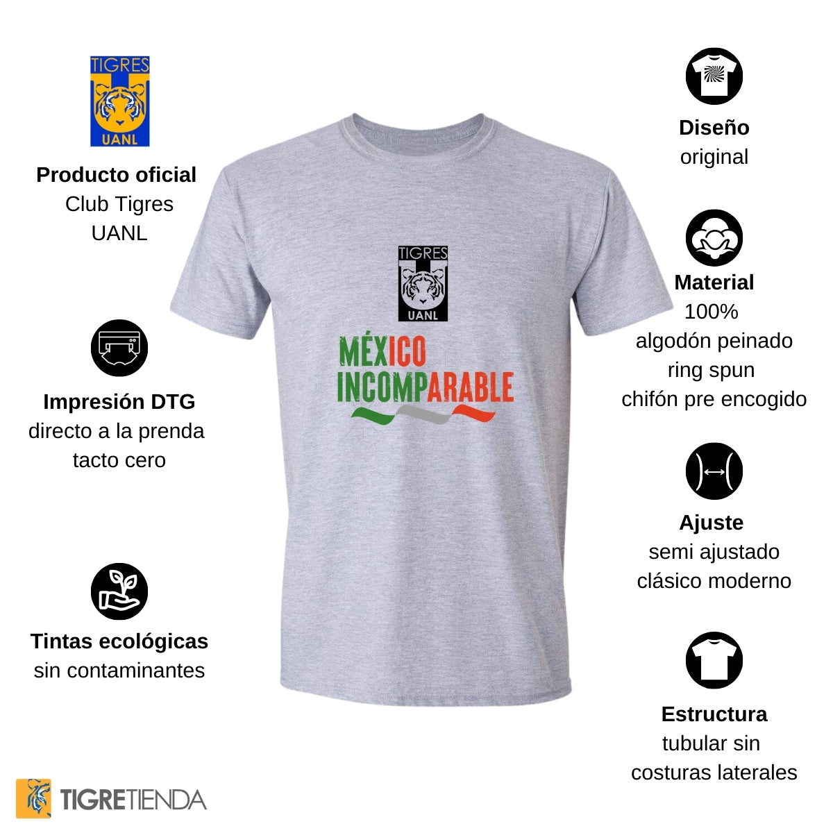 Playera Mexicana Hombre Tigres UANL México Incomparable