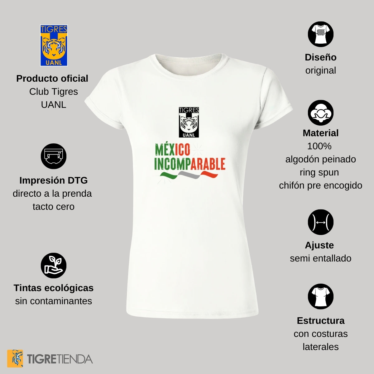 Playera Mexicana Hombre Tigres UANL Mujer Incomparable