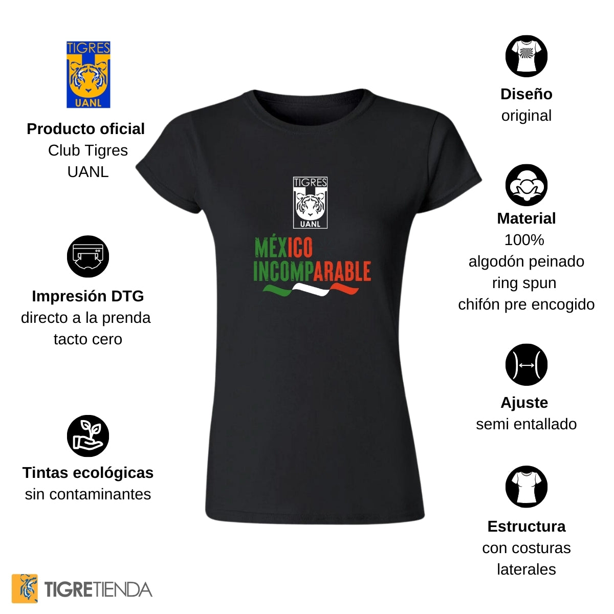 Playera Mexicana Hombre Tigres UANL Mujer Incomparable