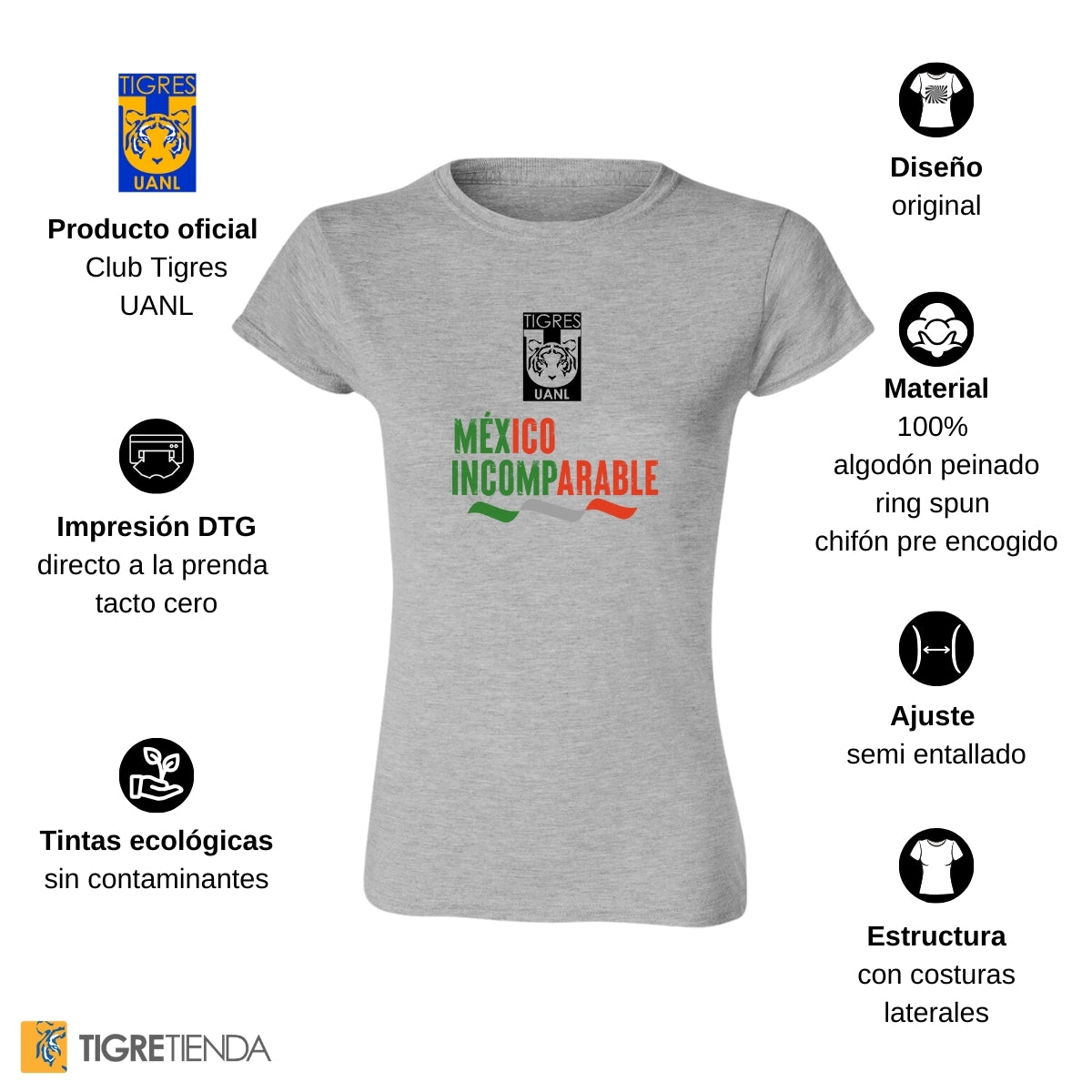 Playera Mexicana Hombre Tigres UANL Mujer Incomparable