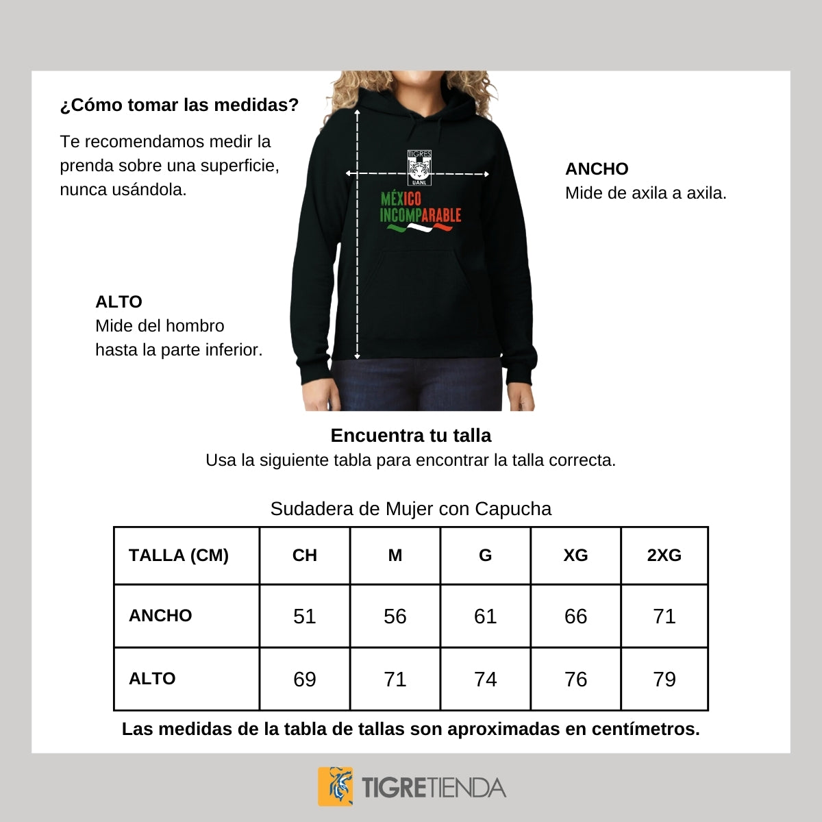 Sudadera Mujer Hoodie Tigres UANL  México Incomparable