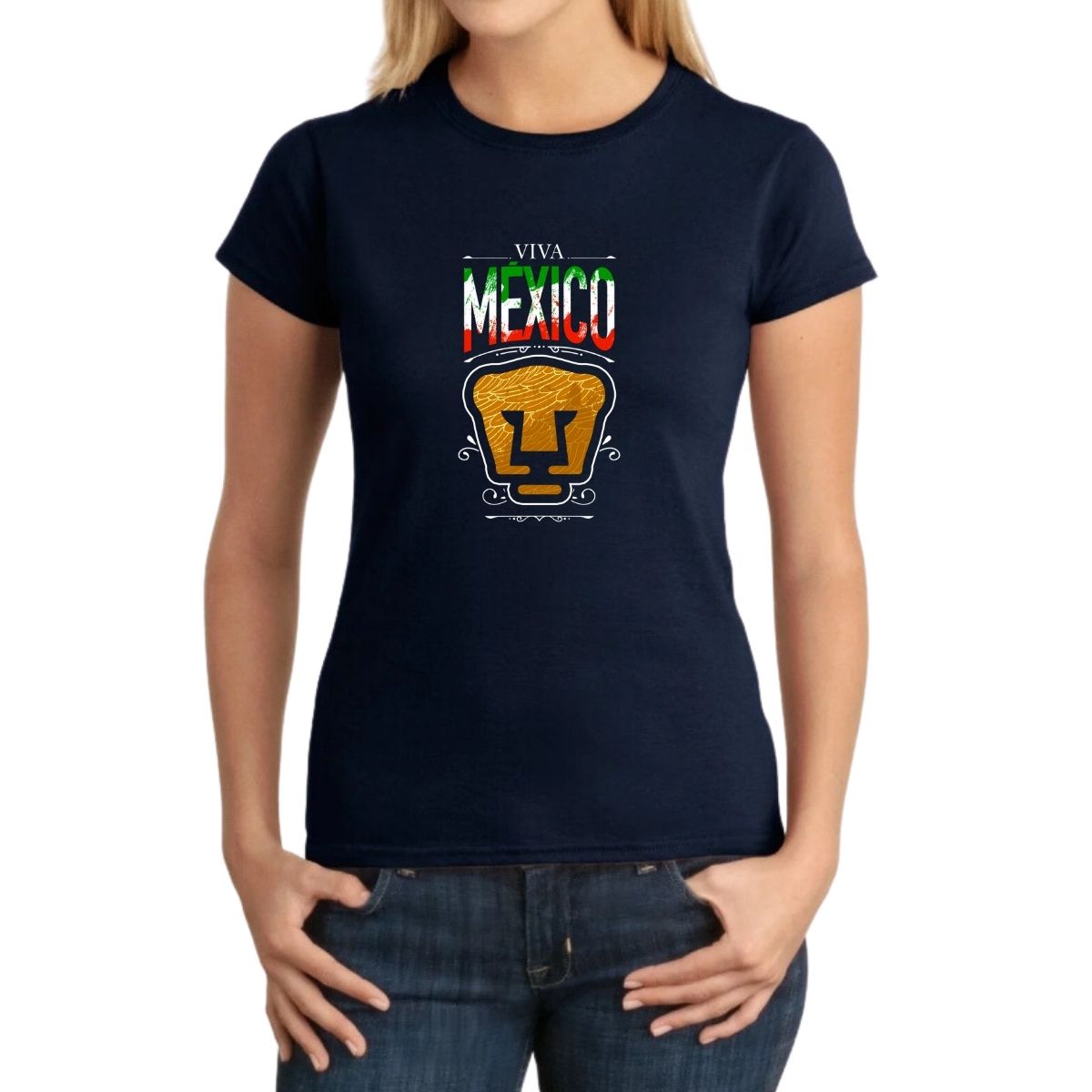 Playera Mujer Pumas UNAM Viva México Escudo