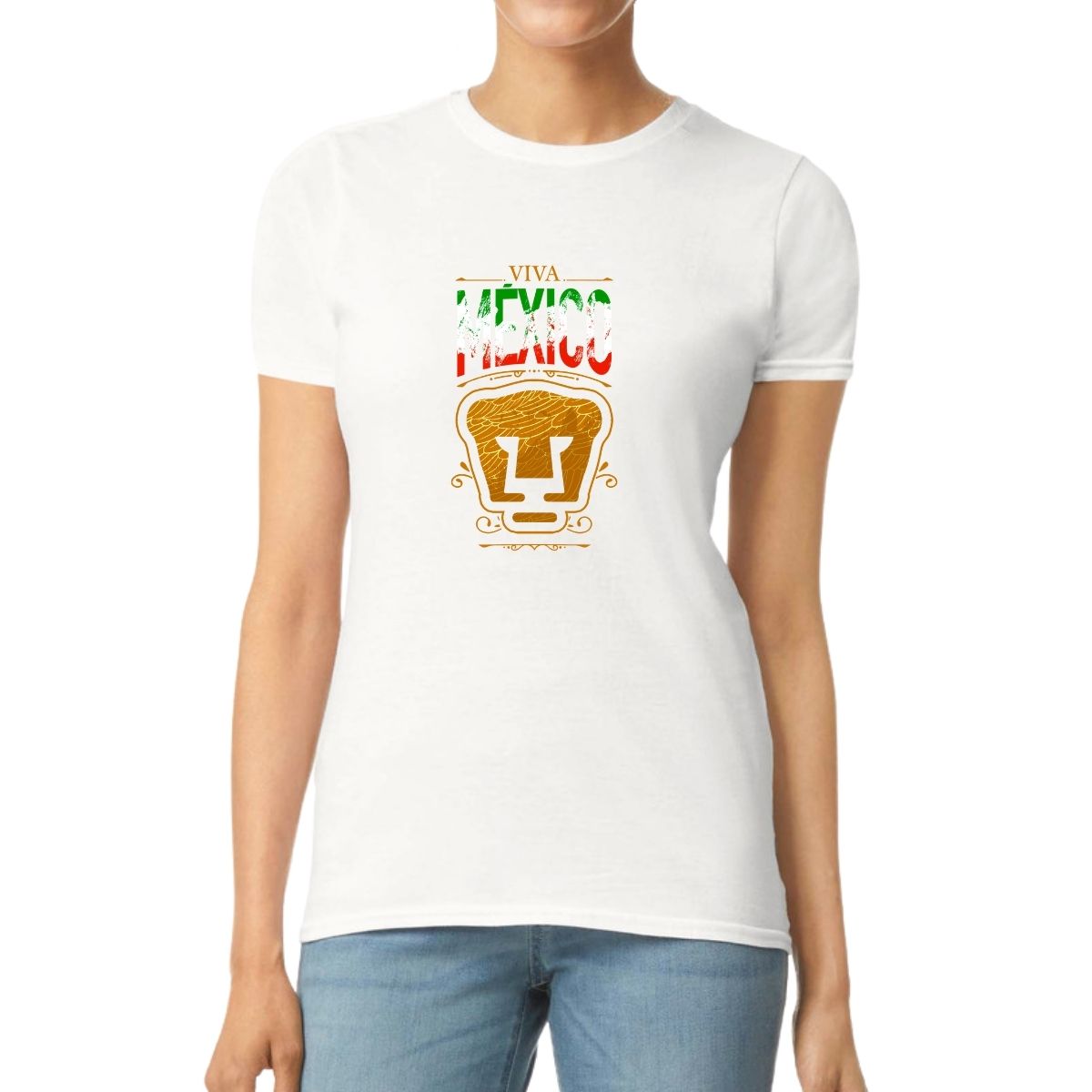 Playera Mujer Pumas UNAM Viva México Escudo