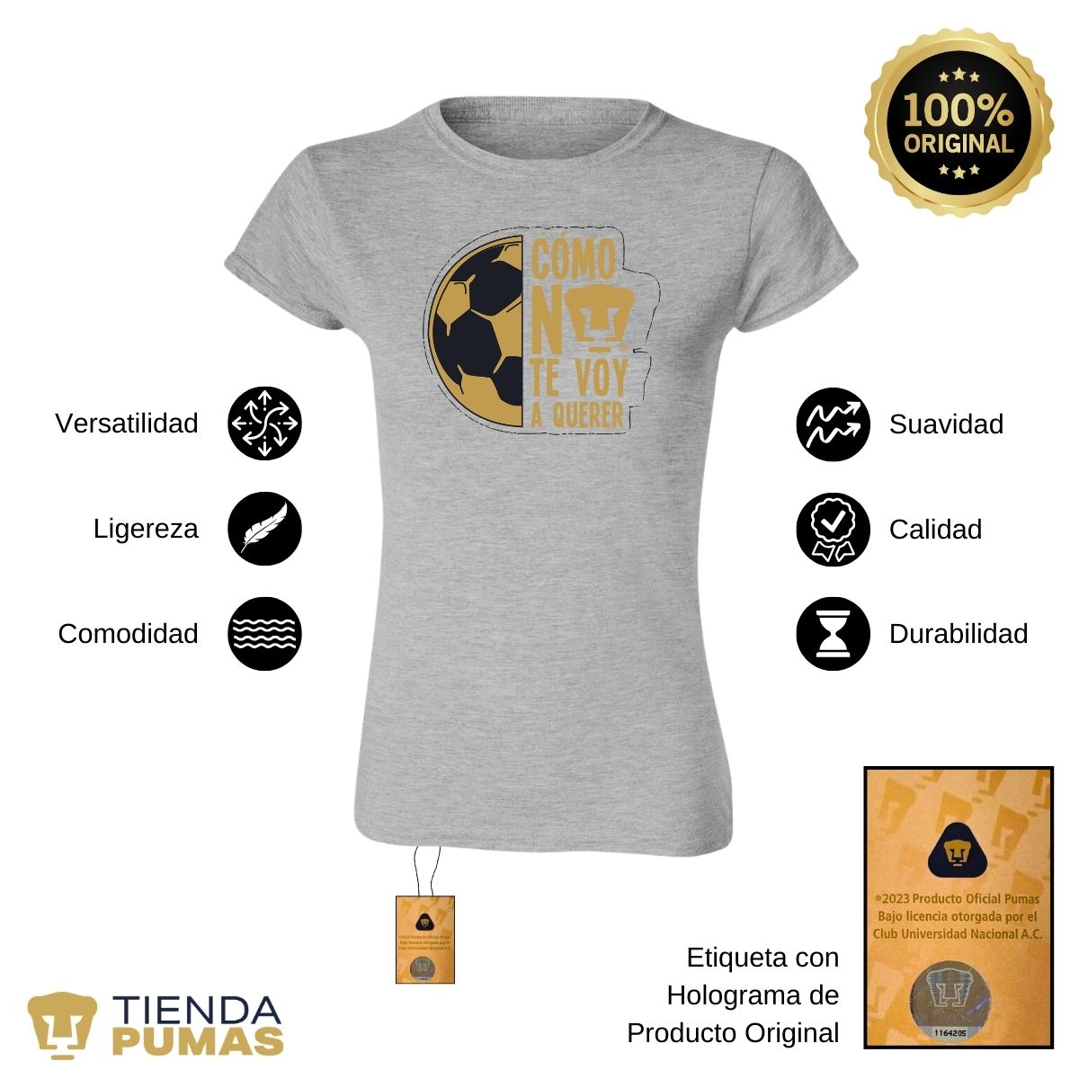 Playera Mujer Pumas UNAM Medio Balón