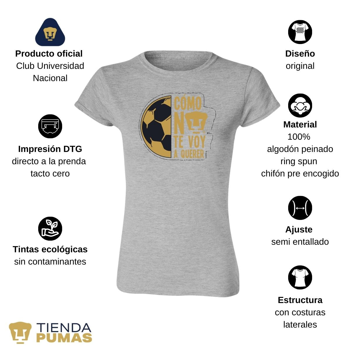 Playera Mujer Pumas UNAM Medio Balón