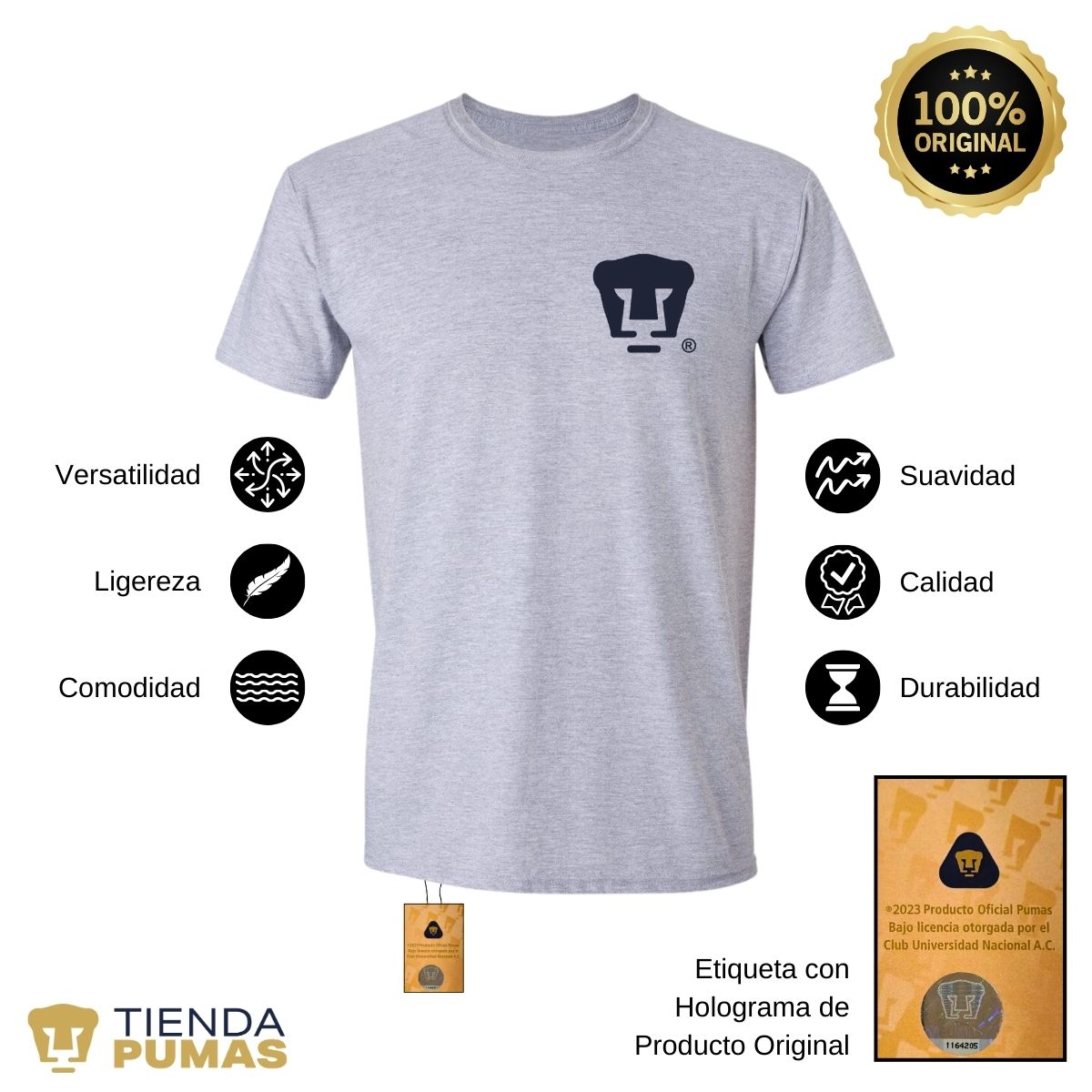 Playera Hombre Pumas UNAM Logo Azul