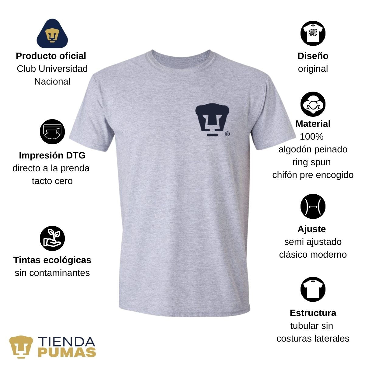 Playera Hombre Pumas UNAM Logo Azul