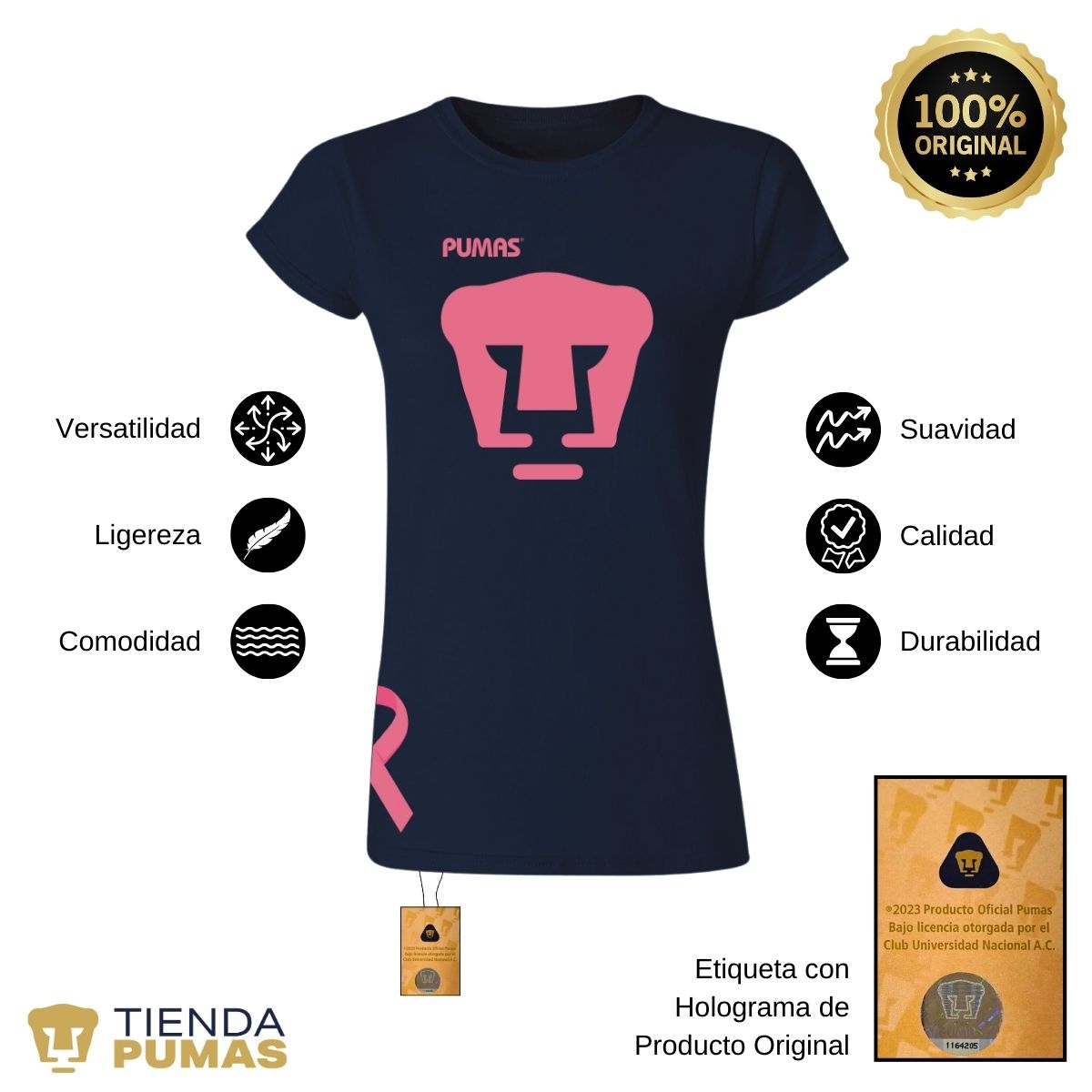 Playera Mujer Pumas UNAM Mes Rosa