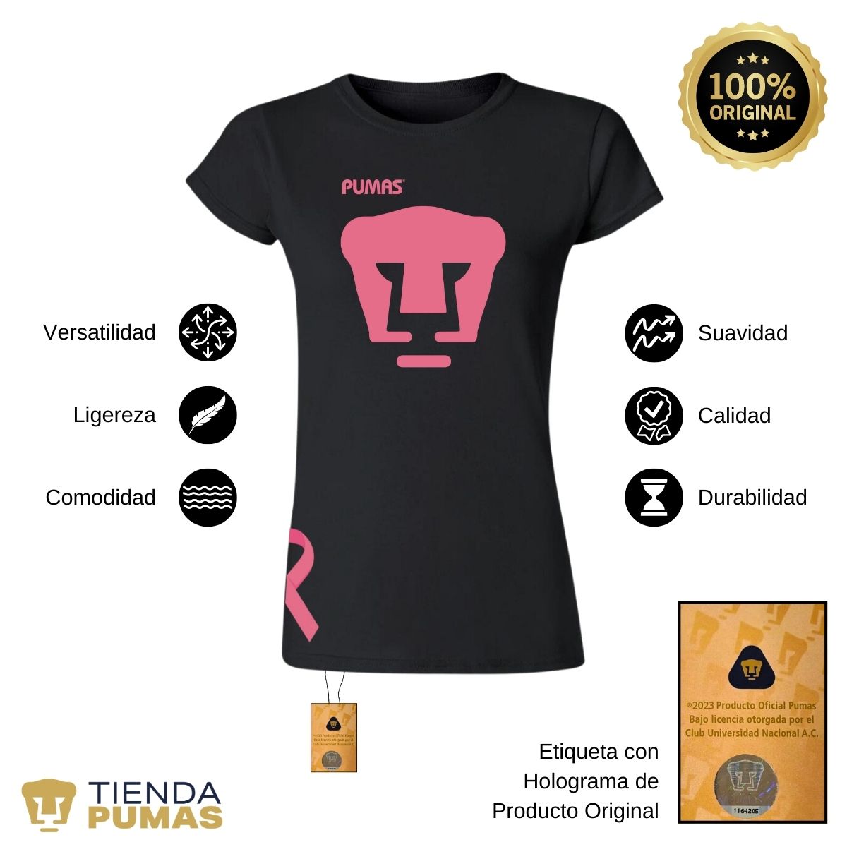 Playera Mujer Pumas UNAM Mes Rosa