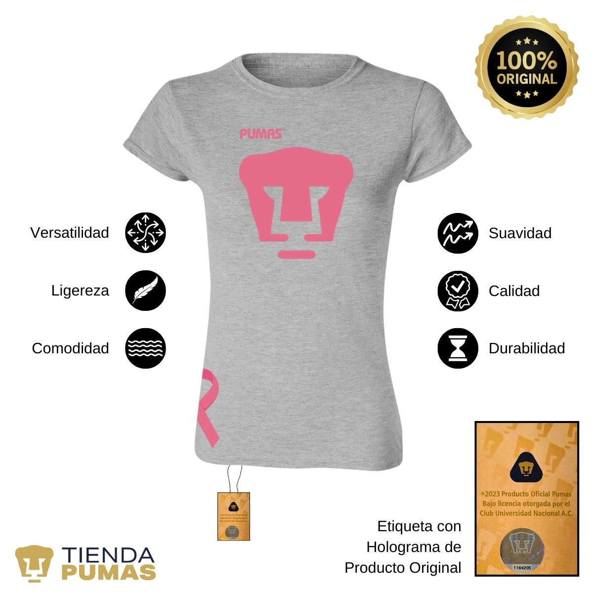 Playera Mujer Pumas UNAM Mes Rosa