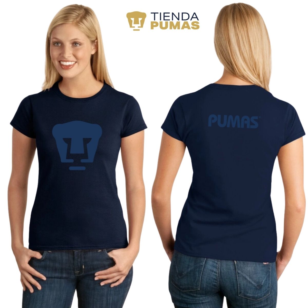 Playera Mujer Pumas Logo Azul