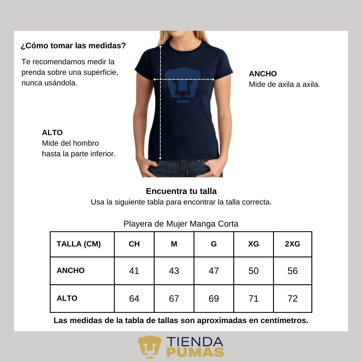 Playera Mujer Pumas Logo Azul