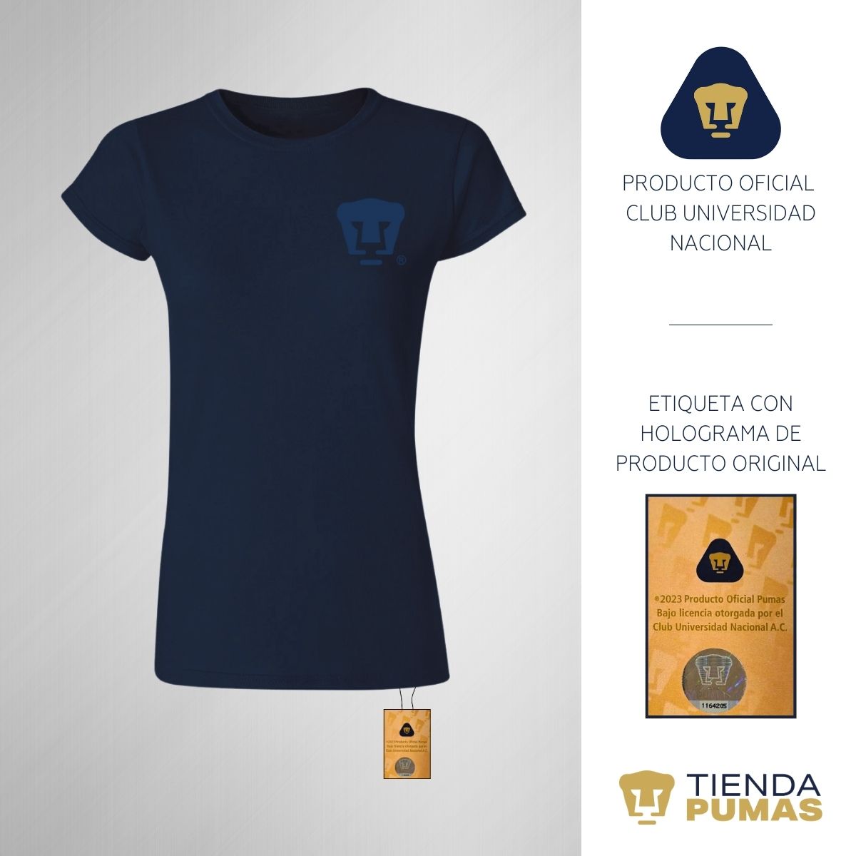 Playera Mujer Pumas UNAM Logo Azul