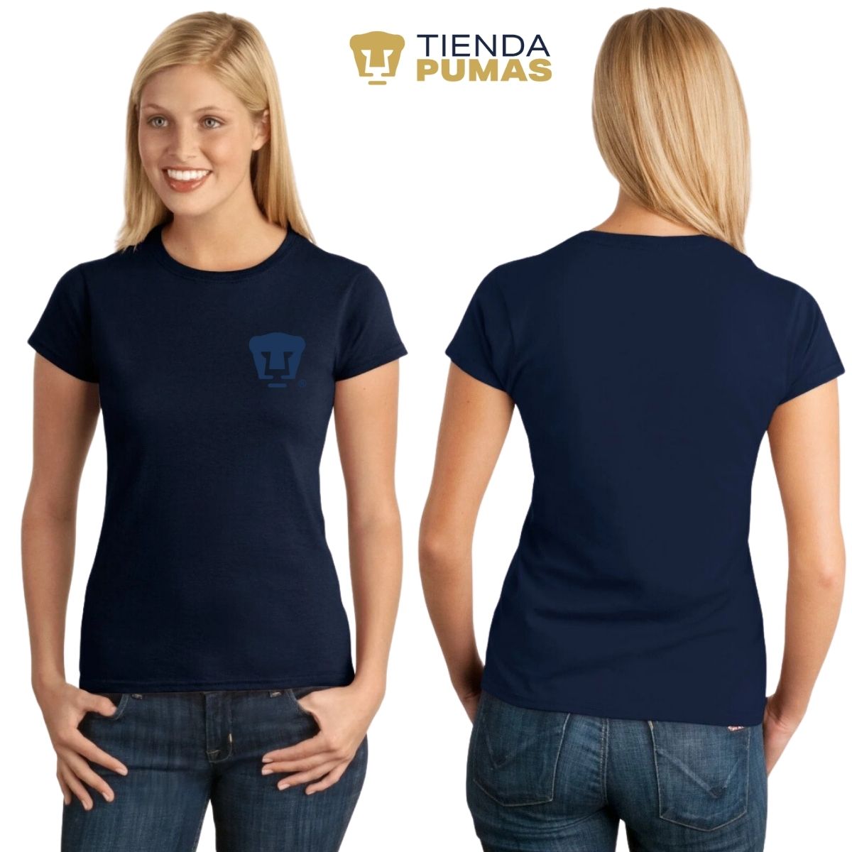 Playera Mujer Pumas UNAM Logo Azul