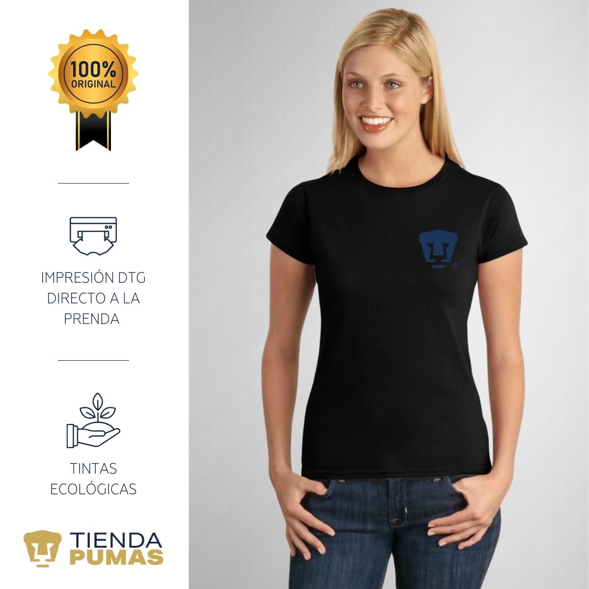 Playera Mujer Pumas UNAM Logo Azul