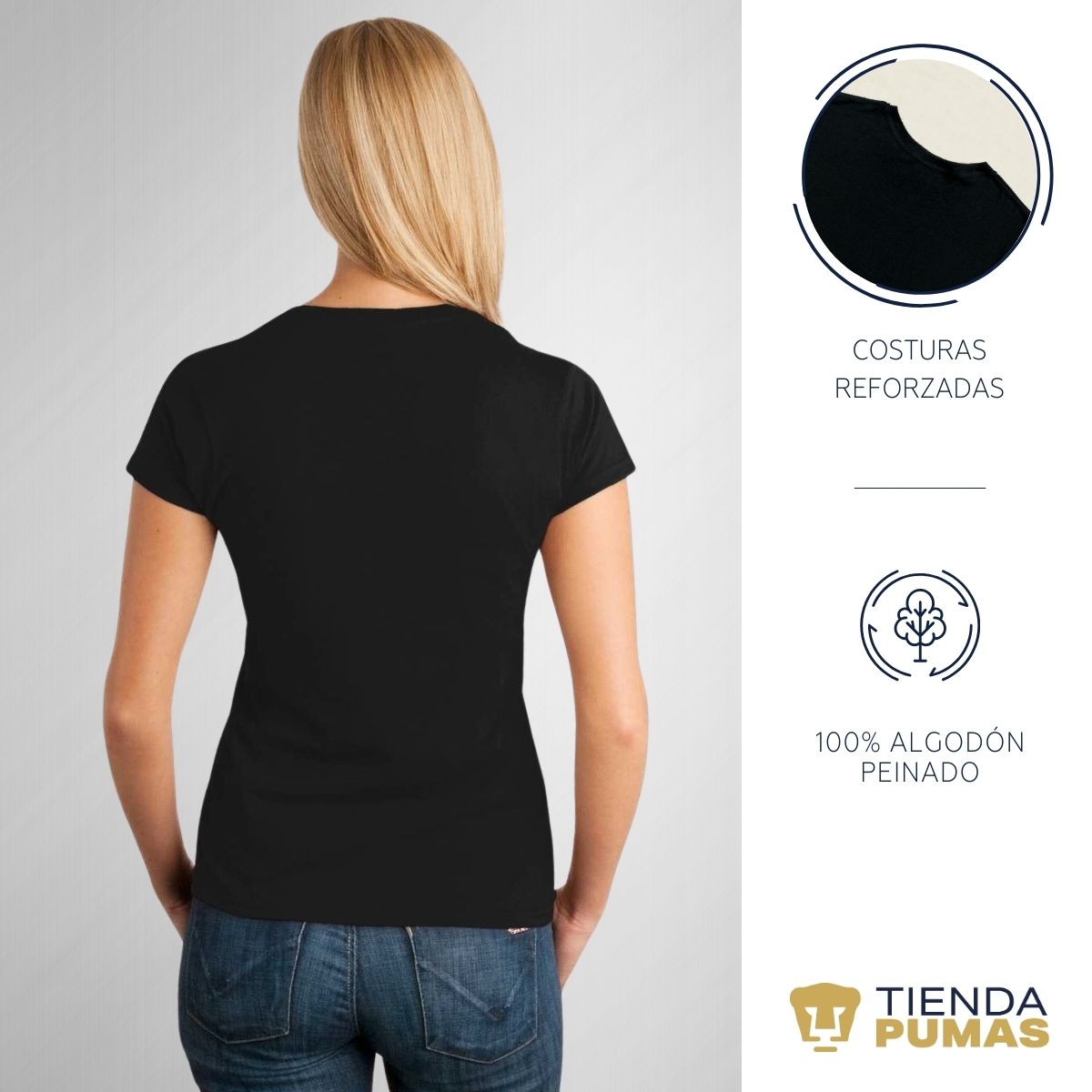 Playera Mujer Pumas UNAM Logo Azul