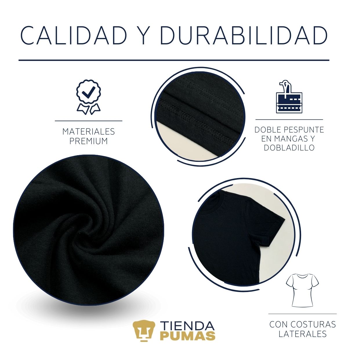 Playera Mujer Pumas UNAM Logo Azul