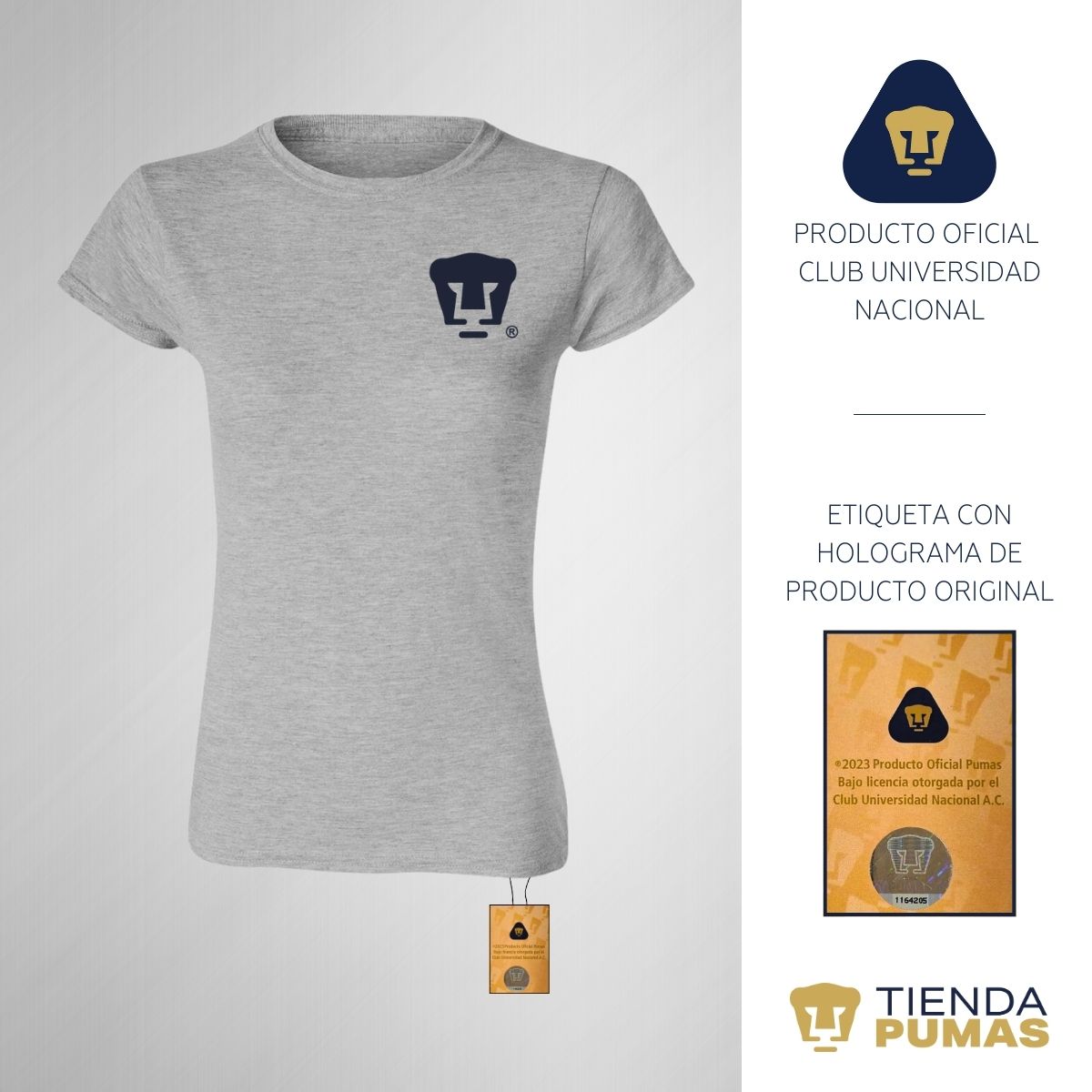 Playera Mujer Pumas UNAM Logo Azul