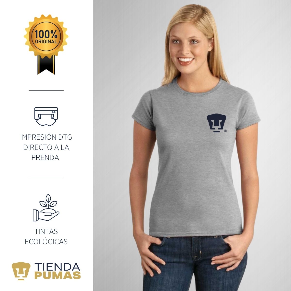 Playera Mujer Pumas UNAM Logo Azul