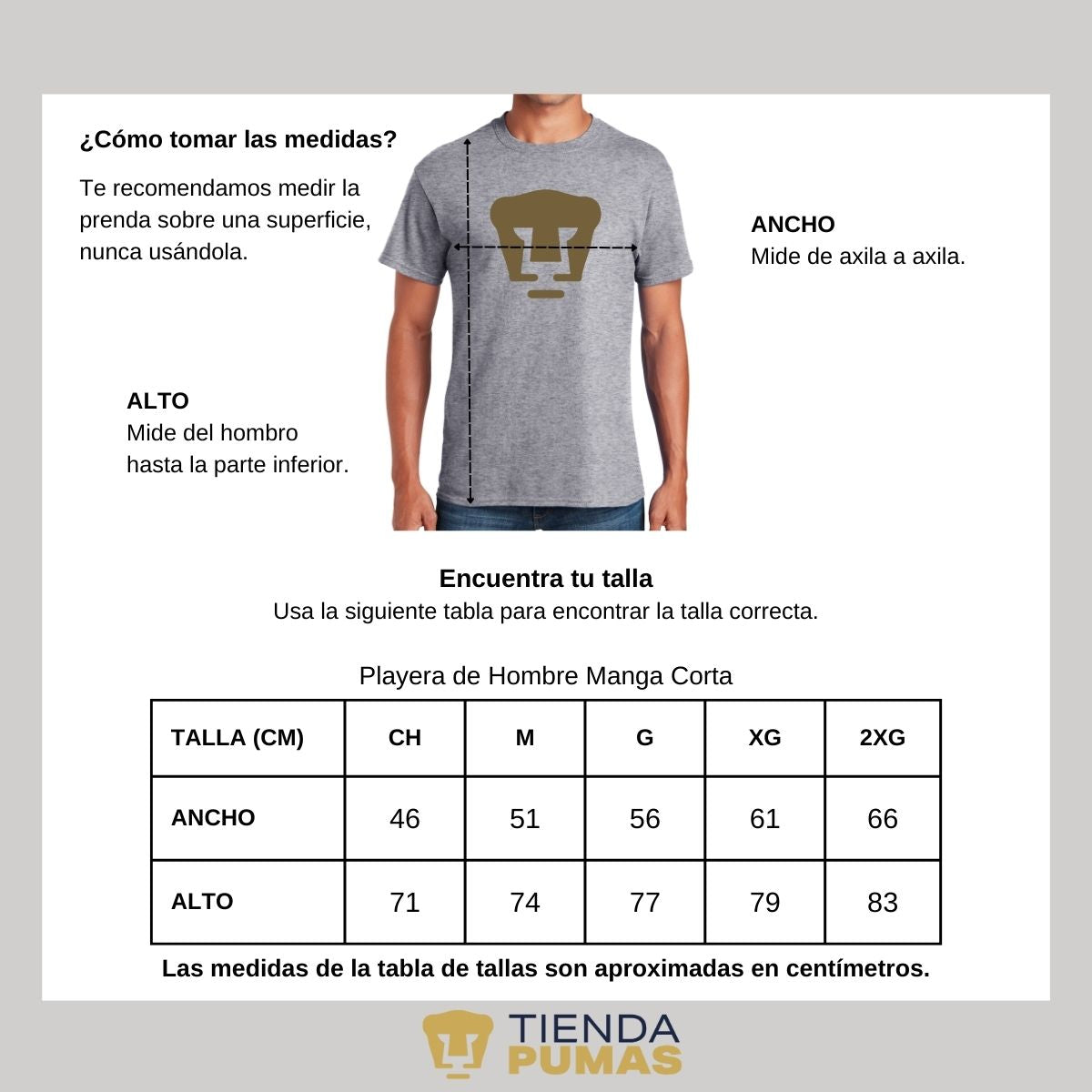 Playera Hombre Pumas Logo Dorado