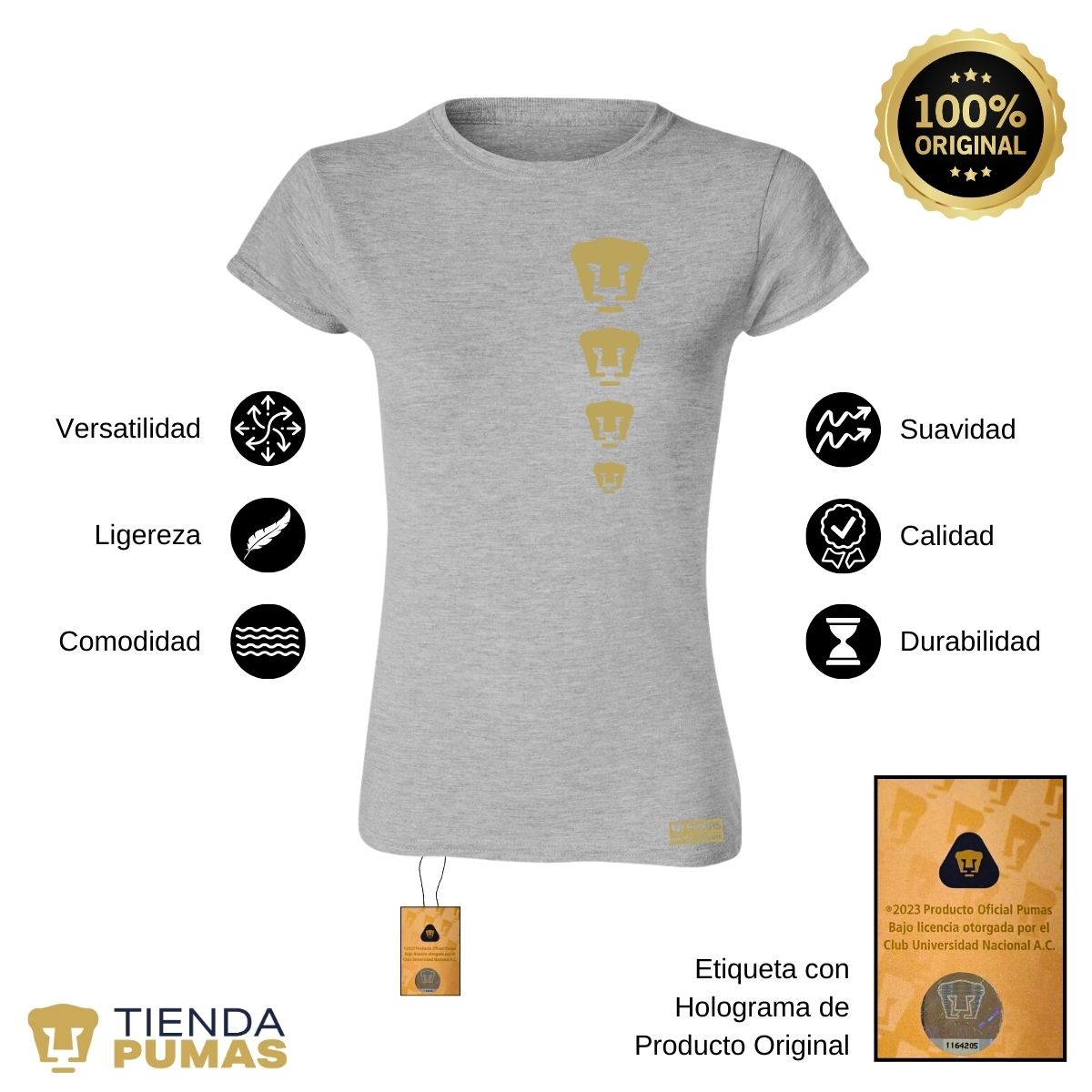 Playera Mujer Pumas UNAM Edición Limitada 3 Vinil