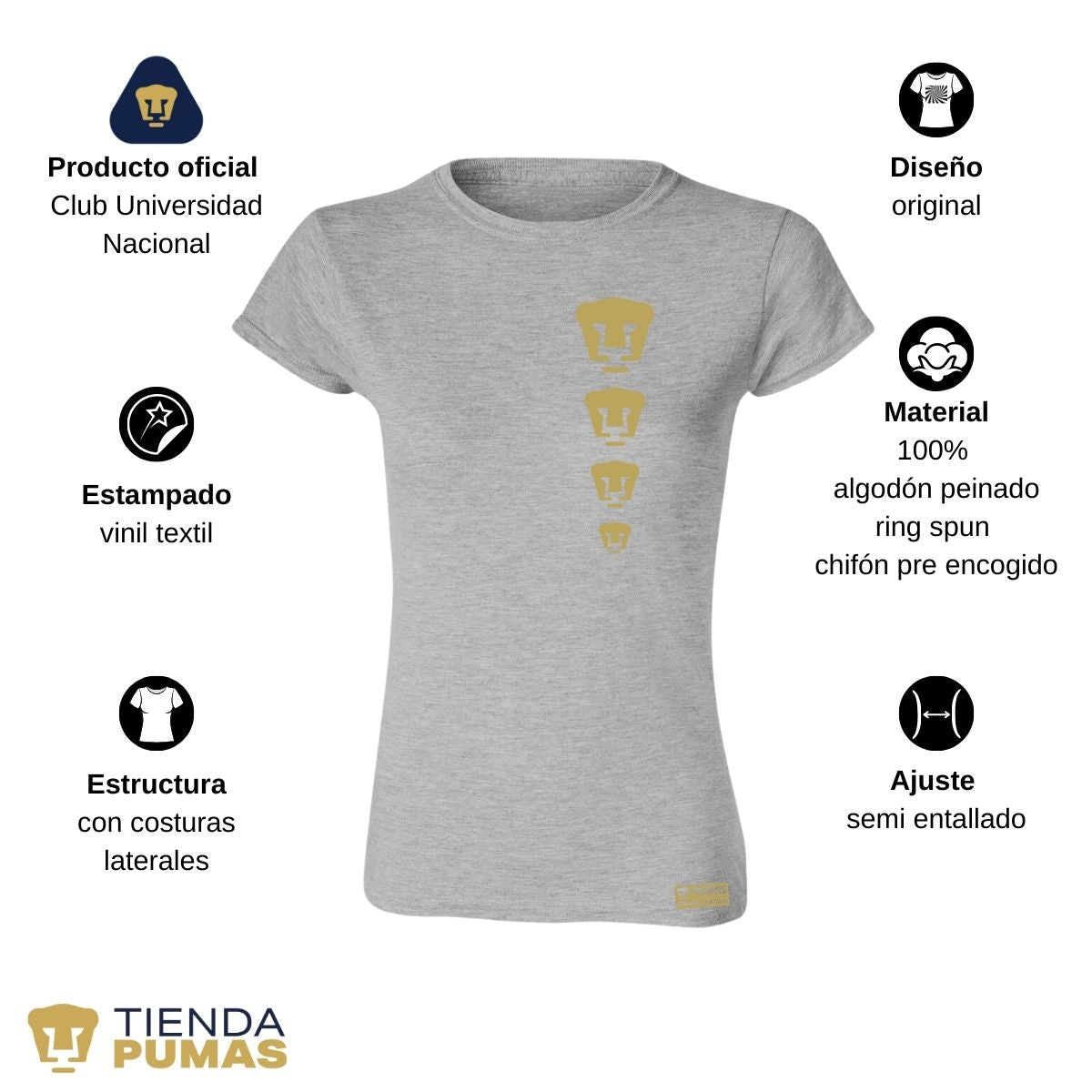 Playera Mujer Pumas UNAM Edición Limitada 3 Vinil